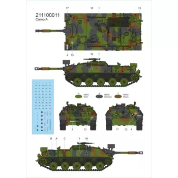 Kanonenjagdpanzer 4-5 spät (Heimatschutzeinh. 3-farb-tarnl.) mit Figuren und RP-Laufwerk