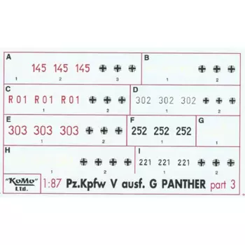 Decals für 9 Versionen Panther G, Satz 3
