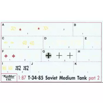 Decals für 11 Varianten T-34/85, Satz 2