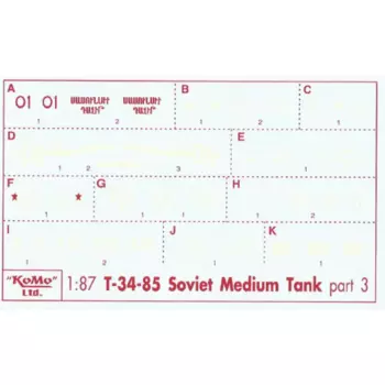 Decals für 12 Varianten T-34/85, Satz 3